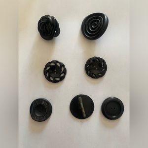 Antique Vintage large 7 black victorian buttons